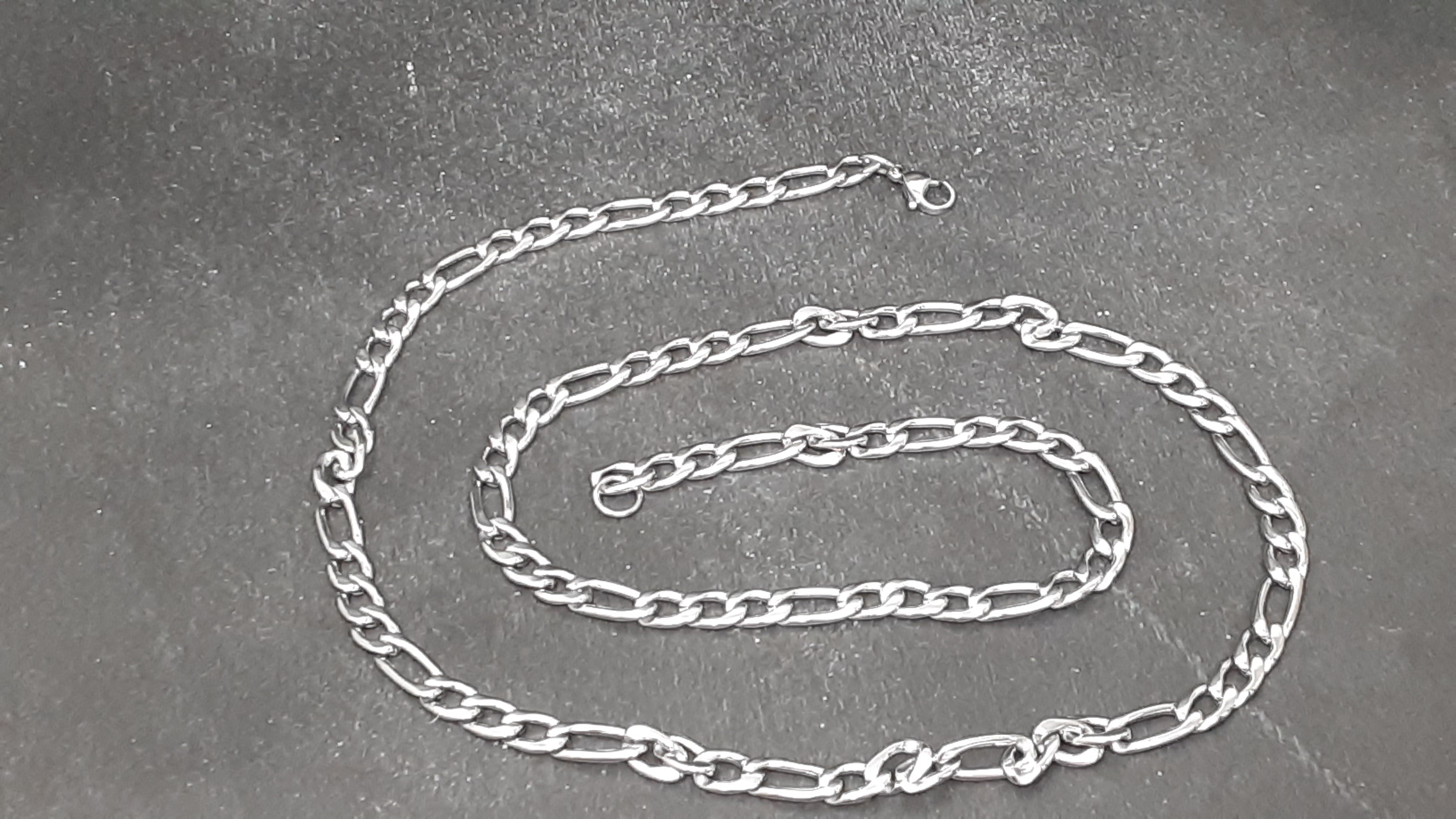 18K Silver-Plated Figaro Chain Necklace - Unisex