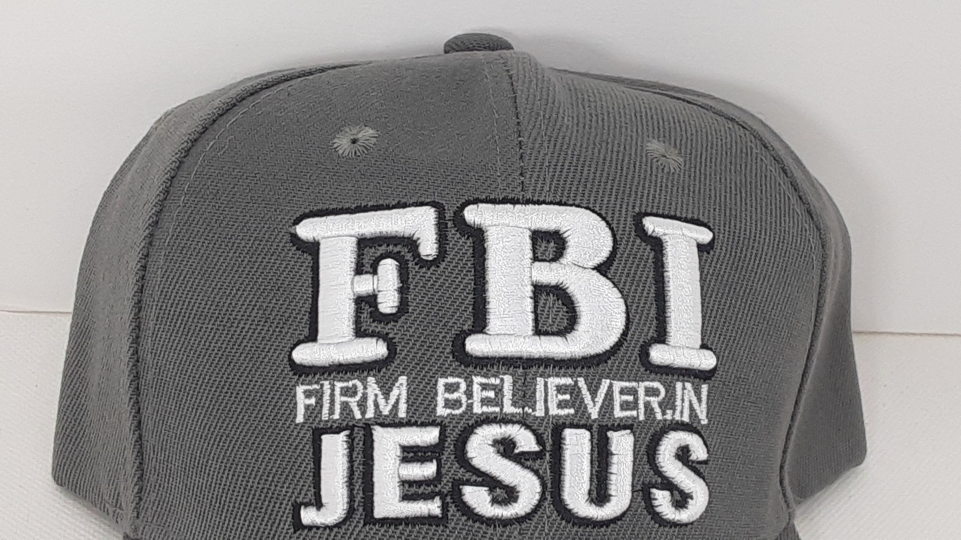 (FBI) Firm Believer In Jesus Religious Baseball Cap Grey