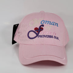 "Woman Of Faith" Pink Baseball Cap