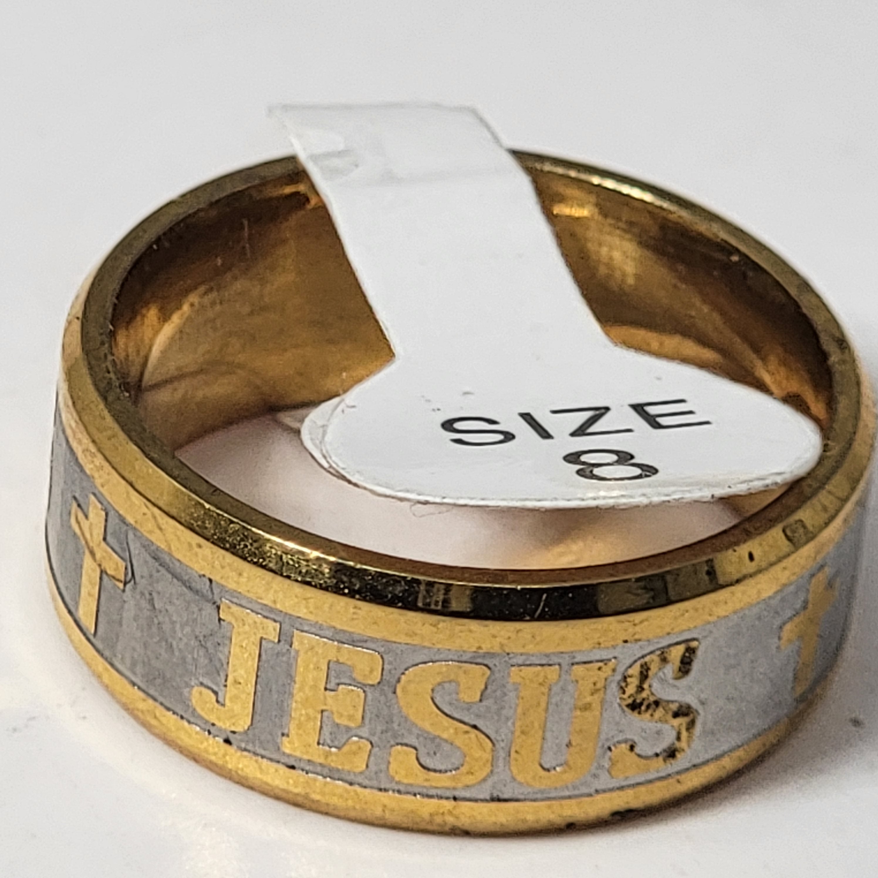 Jesus Cross Male/Women Ring Gold Color Stainless Steel Rings