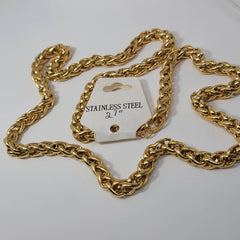 Braided Wheat Gold Plated, Stainless, 27 inch Necklace