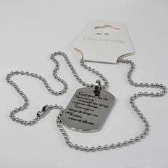 Stainless Steel Christian Bible Quotes Inspirational Jewelry The Serenity Prayer Tag Pendant