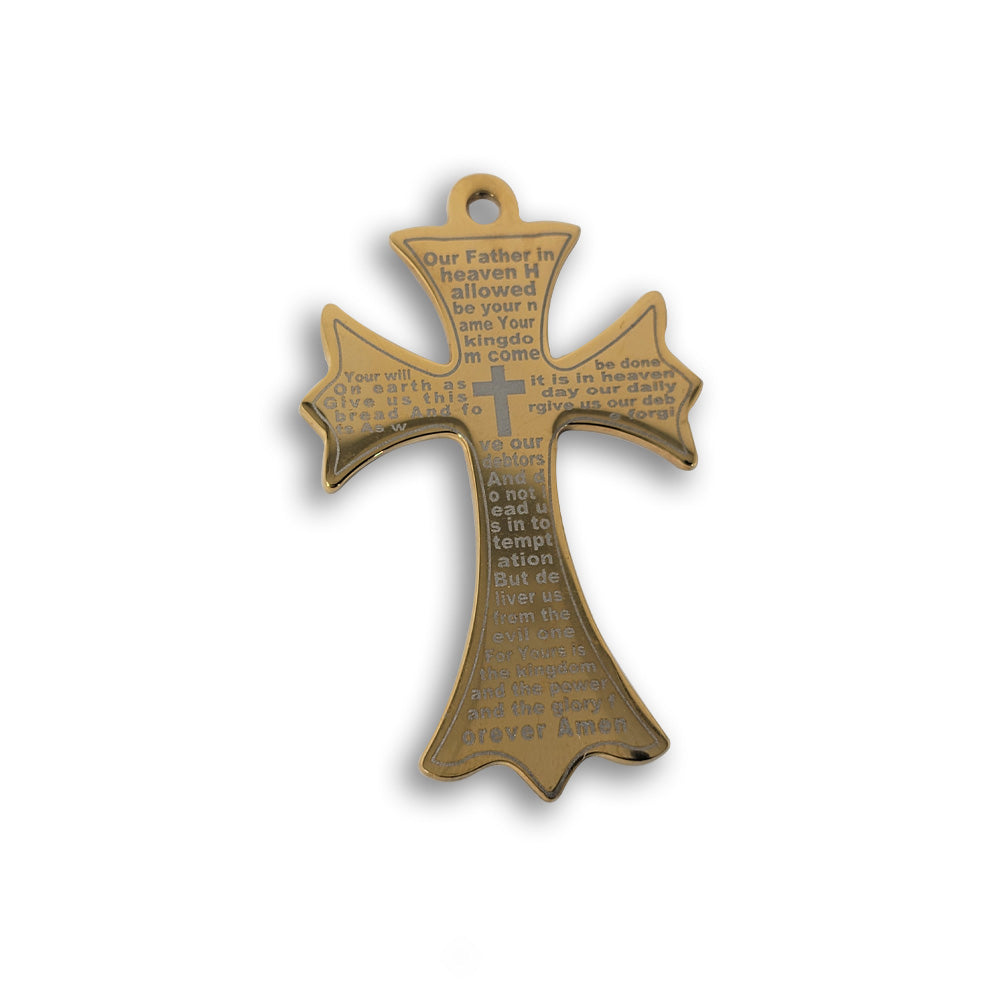 Gold Plated Cross with lords Prayer and  Rolo Style chain - Unisex