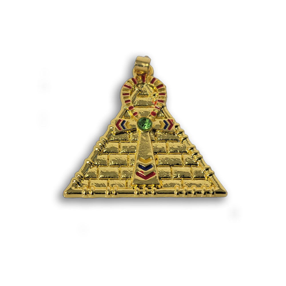 18K Gold-Plated Colorful Ankh Pyramid Pendant
