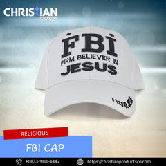 (FBI) Firm Believer In Jesus Religious Baseball Cap White