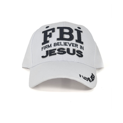 (FBI) Firm Believer In Jesus Religious Baseball Cap White