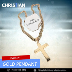 18k Gold Plated Beveled cross /w Cuban chain - Unisex
