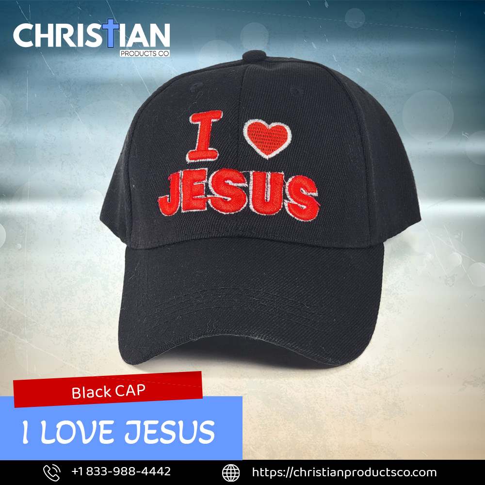 I Love Jesus Religious Baseball Cap Black