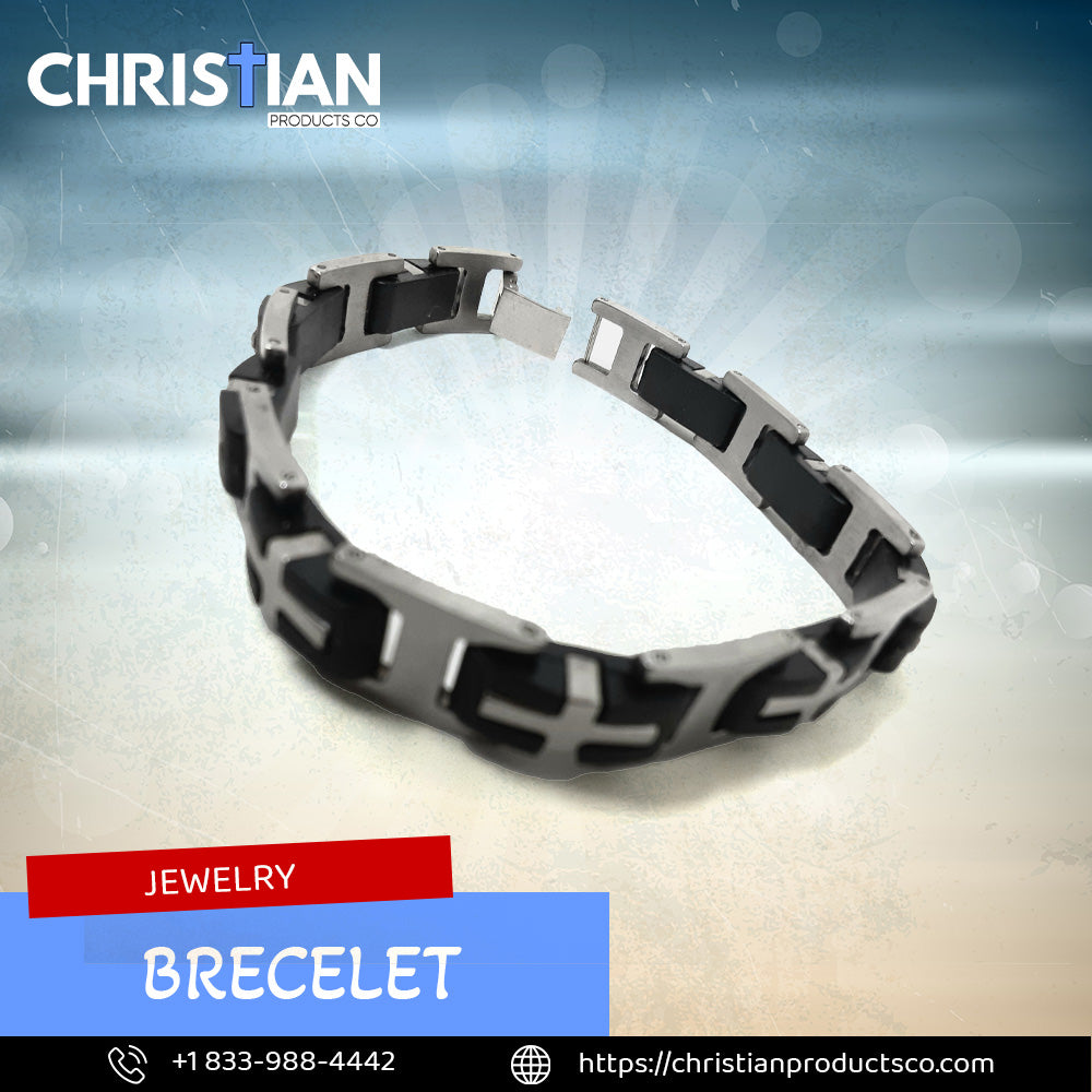 Stainless Steel/Silicone Men/Woman Cross Bracelet