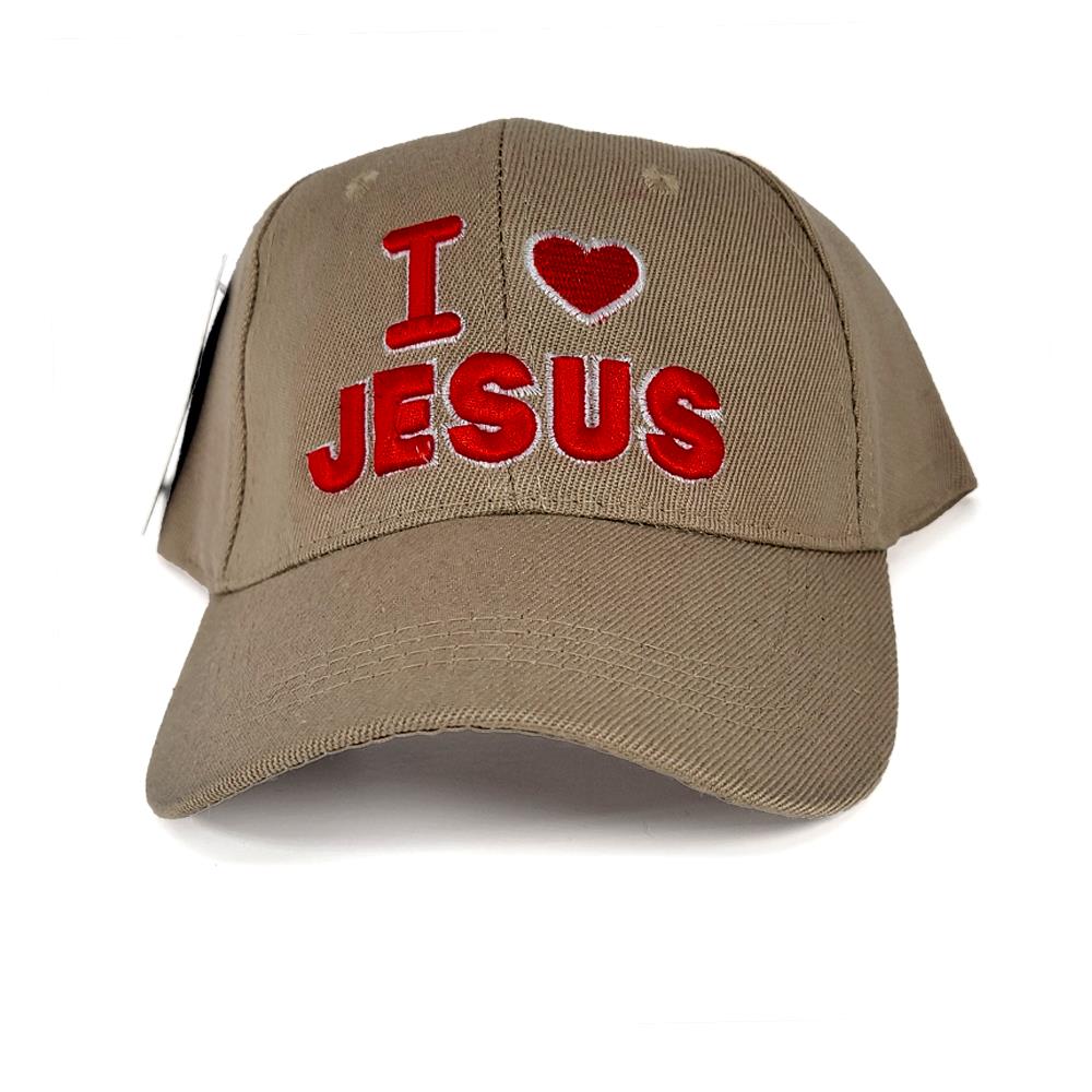 I Love Jesus Religious Baseball Cap Brown