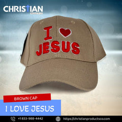 I Love Jesus Religious Baseball Cap Brown