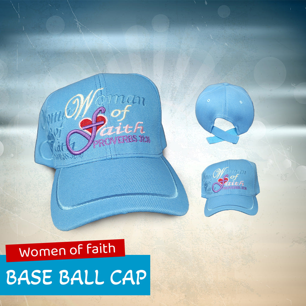 "Woman Of Faith" Serene Blue Baseball Cap