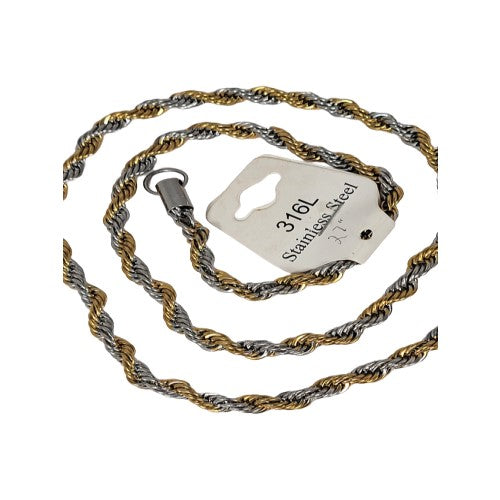 Two tone Gold and Silver Stainless steel chain