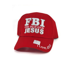 (FBI) Firm Believer In Jesus Religious Baseball Cap Red