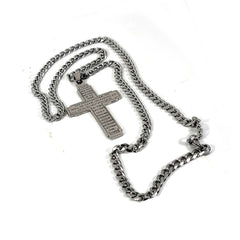 Sterling Silver Cross Pendant with Cuban Chain - Unisex Elegance
